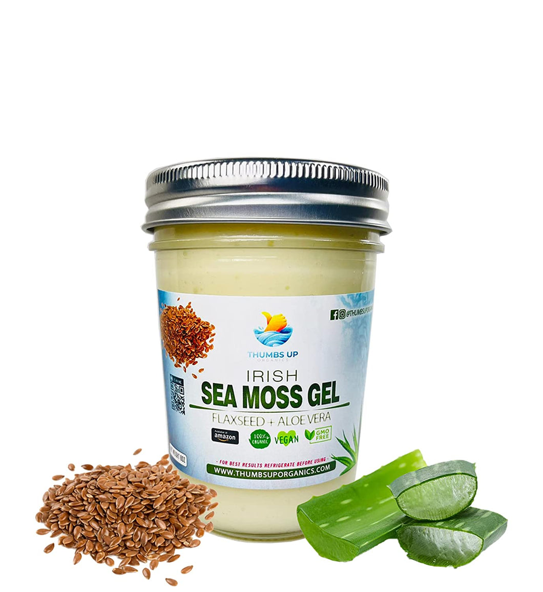 Sea Moss Gel with Aloe Vera and Flaxseed Oil | Great for Hair and Skin! | Natural Raw Wildcrafted Sea Moss St. Lucia- Rich Source of Lignans